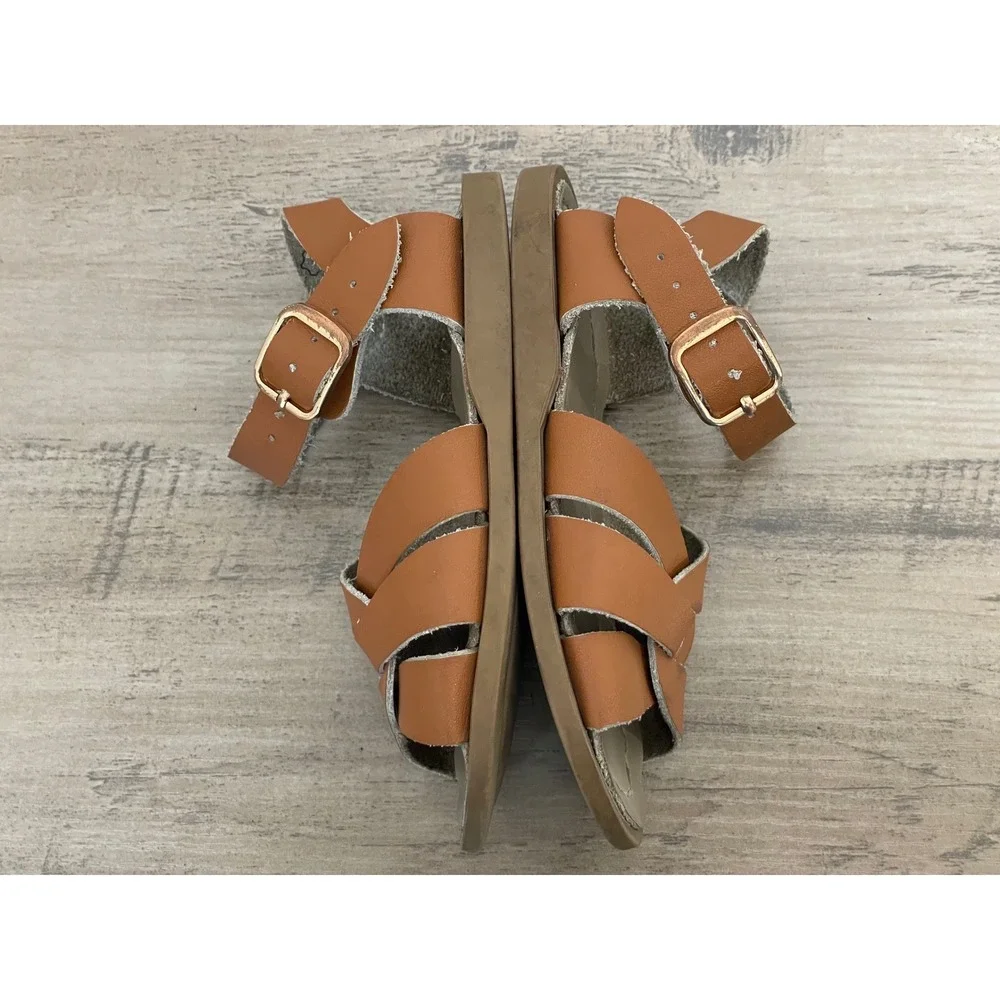 Weestep Strappy Sandals Classic Toddler Unisex 7 Brown Leather Buckle Shoes